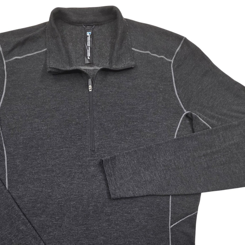 Kuhl Akkomplice 1/4 Zip Baselayer Shirt Charcoal Gray Korekontrol Mens Large